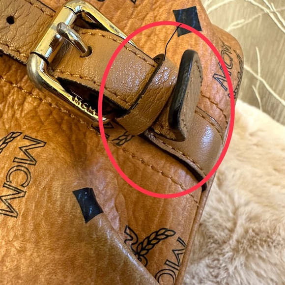 MCM Visetos LARGE with Strap Essentials Shopper Two way Tote Cognac - Picture 14 of 15